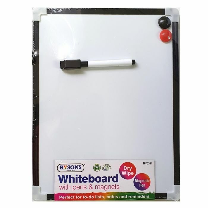 A4 Dry Wipe Magnetic Mini Office Whiteboard Notice Memo White Board Pen & Eraser