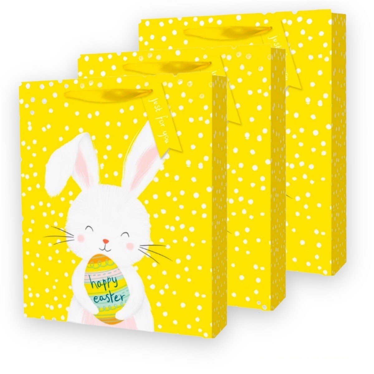 3 Pcs Large Easter Bunny Luxury Present Gift Bags Easter Egg Gift Bag with Tag