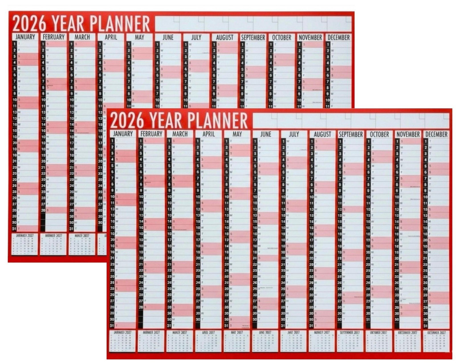 2026 Calendar Unmounted A1 Annual Yearly Wall Planner 84cm Office Year Large UK