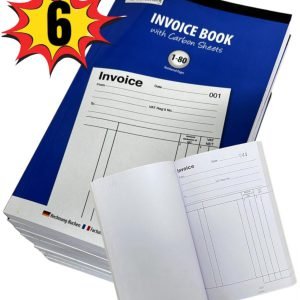 6 x Full Size Invoice Book A5 Receipt Book Pad Carbon Sheets Numbered 80 Pages