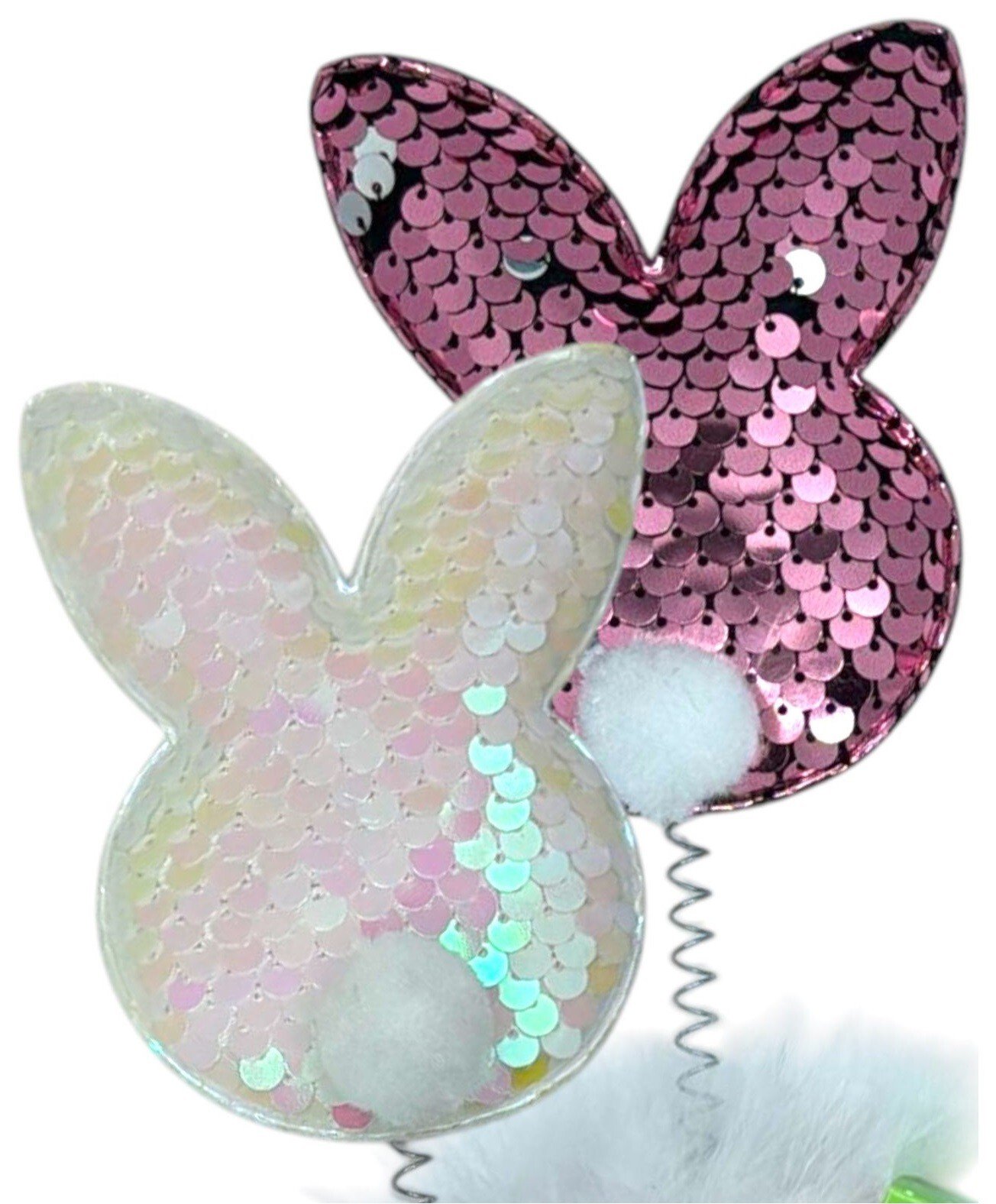 2 Sequin Bunny Headband Rabbit Head Boppers Easter Party Fashion Kids Girls Gift
