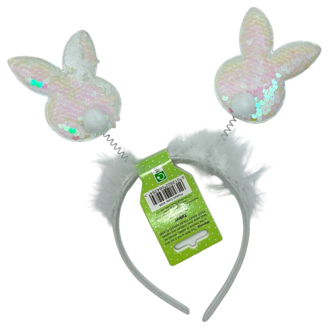 2 Sequin Bunny Headband Rabbit Head Boppers Easter Party Fashion Kids Girls Gift