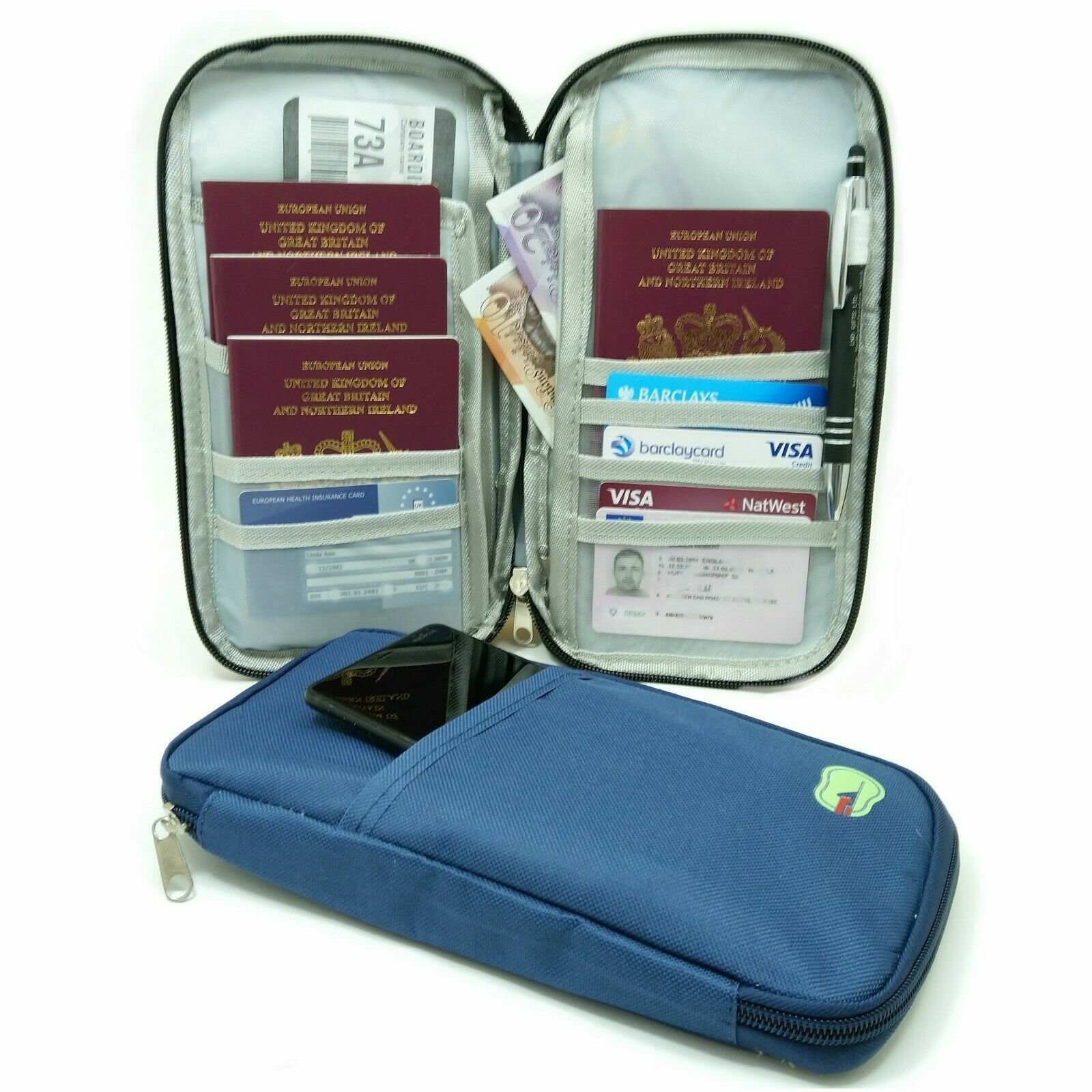 Travel Organiser Passport Document Ticket Holder Wallet Bag Purse Zipper Case UK