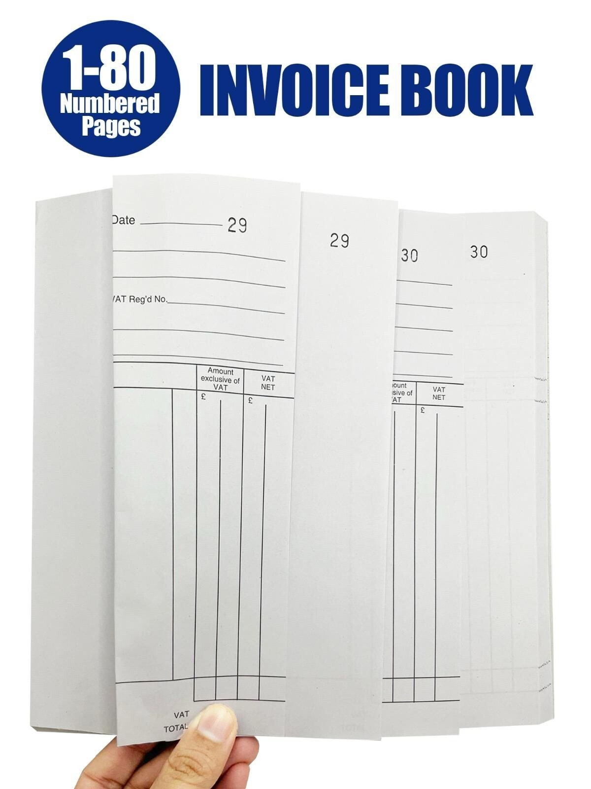 6 x Full Size Invoice Book A5 Receipt Book Pad Carbon Sheets Numbered 80 Pages