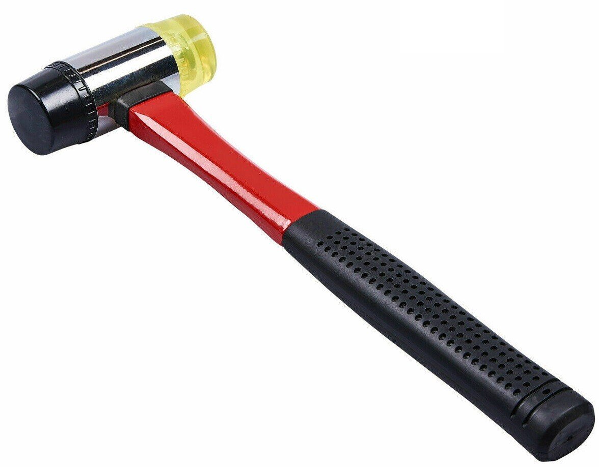 40mm Double Faced Head Rubber Hammer Mallet Nonslip Grip Glazing Soft Face UK