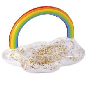 Inflatable Float Rainbow Glitter Water Pool Lounger Float Holiday Pool Fun 105CM