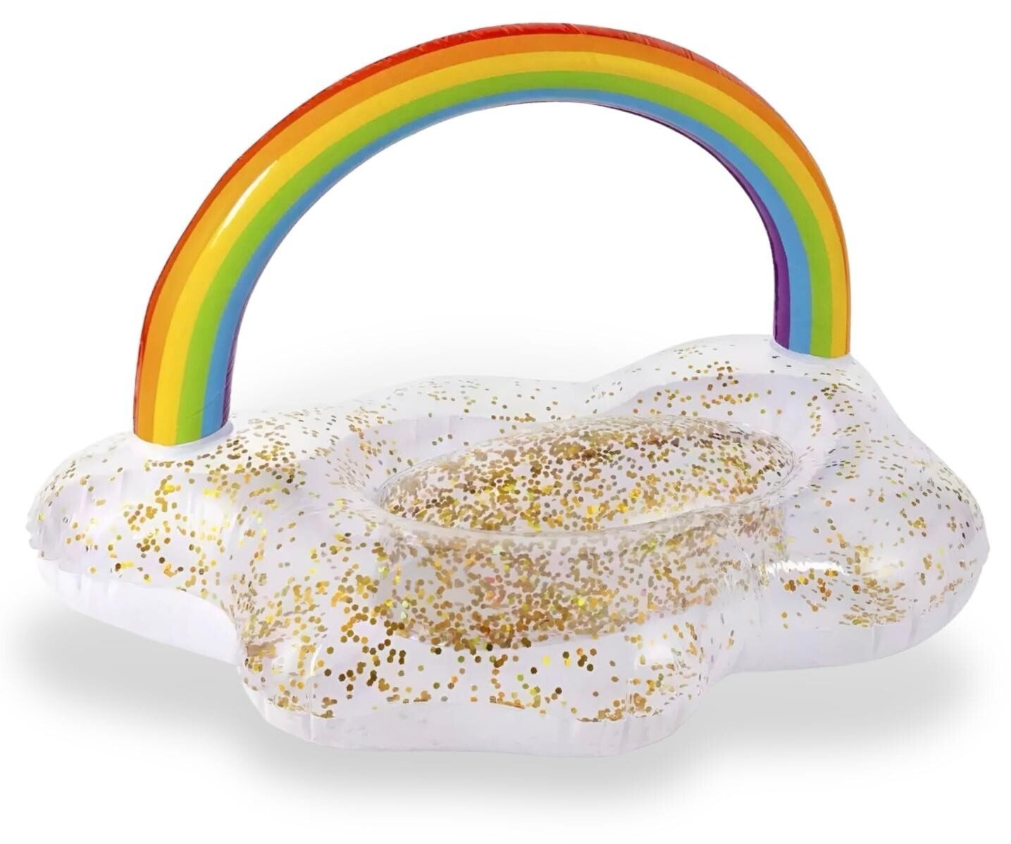 Inflatable Float Rainbow Glitter Water Pool Lounger Float Holiday Pool Fun 105CM