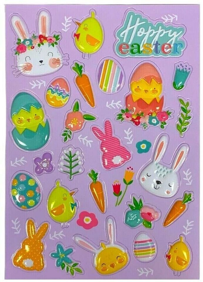 Easter Bubble Stickers Puffy Large Sheet Bunny Chick Easter Egg Happy Easter Kid