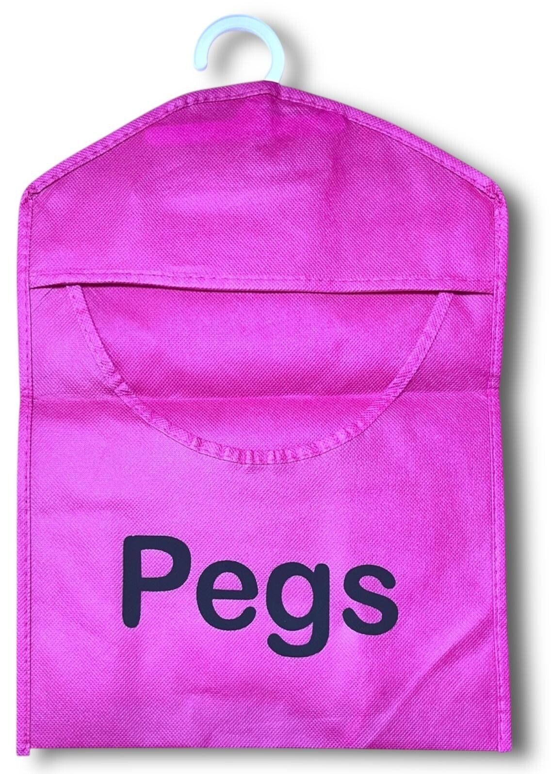 2 Pcs Fabric Clothes Peg Bag with Hanger Laundry Washing Hanging Storage Basket