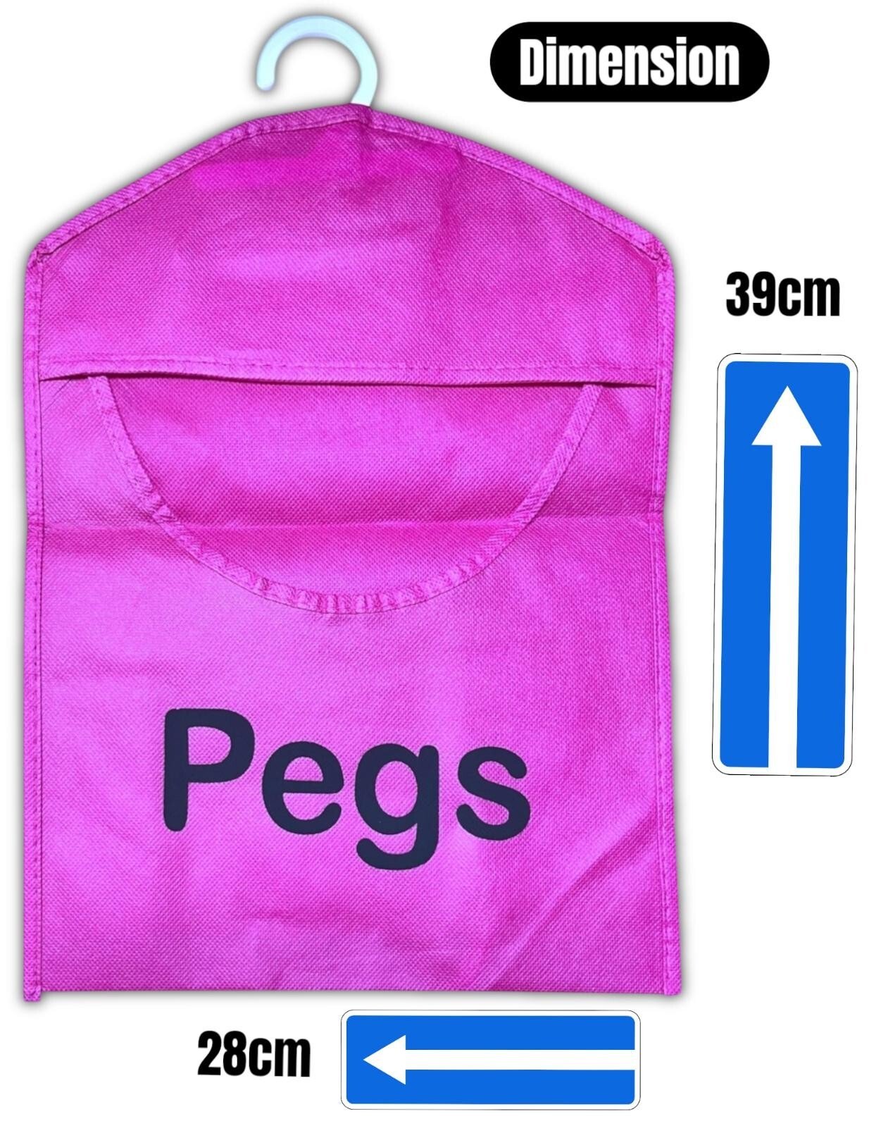 2 Pcs Fabric Clothes Peg Bag with Hanger Laundry Washing Hanging Storage Basket