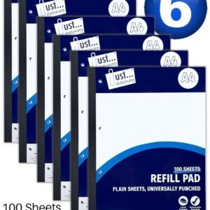 6x A4 Plain Refill Pad 100 Page Notepad Memo Writing Ruled Student Office School