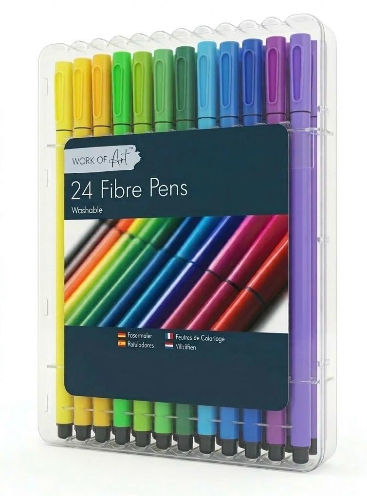 24 Easynote Washable Mixed Coloured Fibre Pens Felt Tips Markers Colouring Set