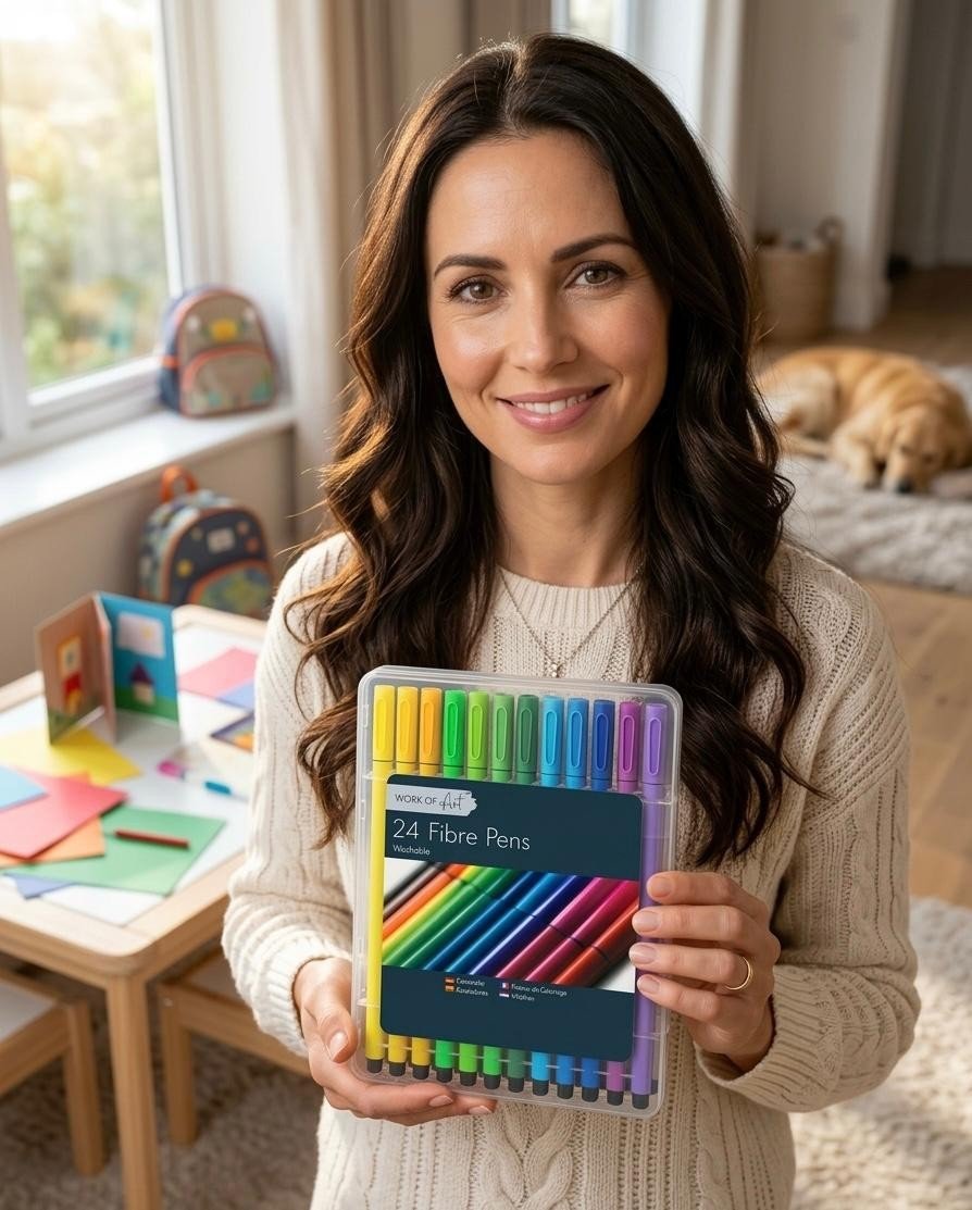24 Easynote Washable Mixed Coloured Fibre Pens Felt Tips Markers Colouring Set