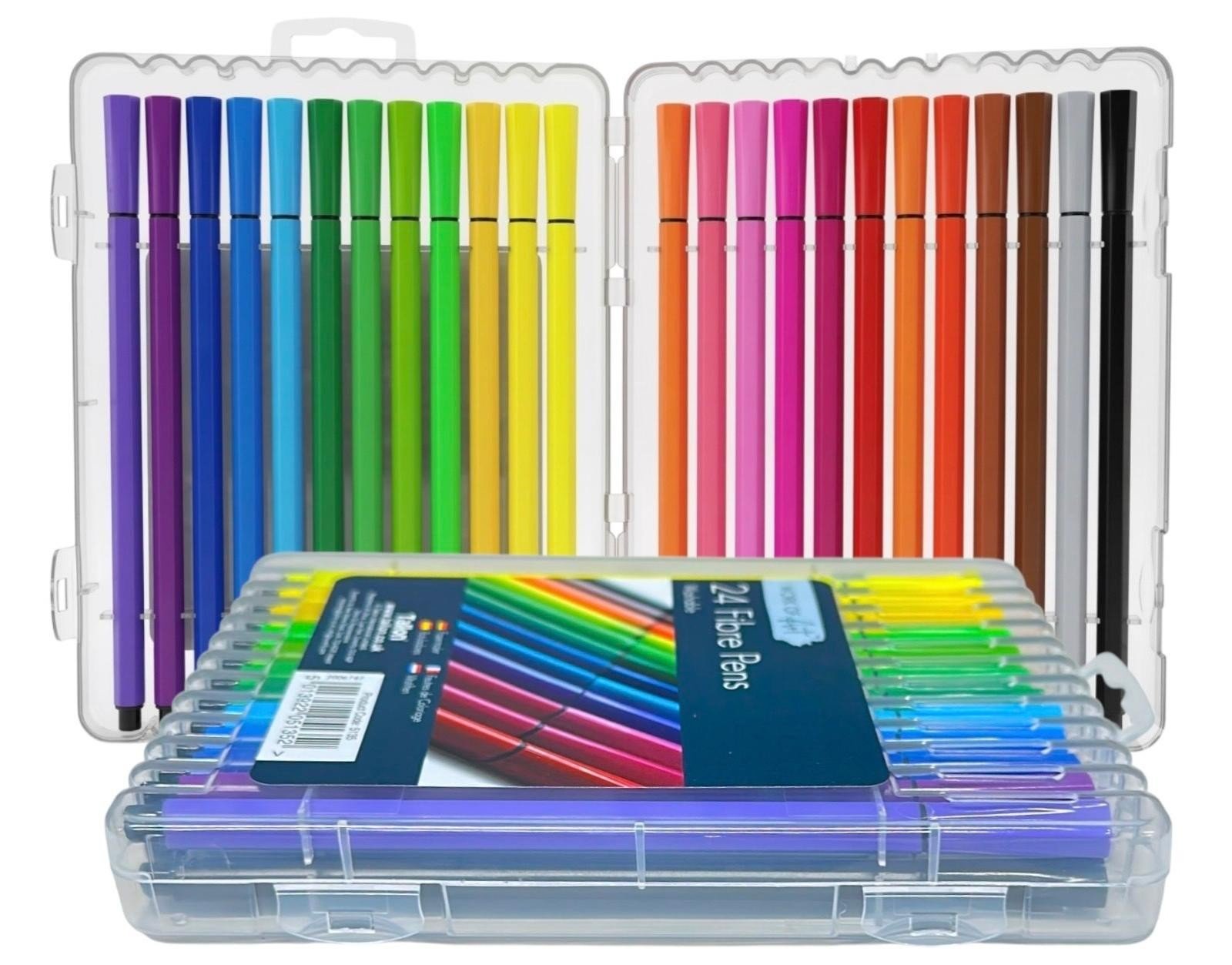 24 Easynote Washable Mixed Coloured Fibre Pens Felt Tips Markers Colouring Set