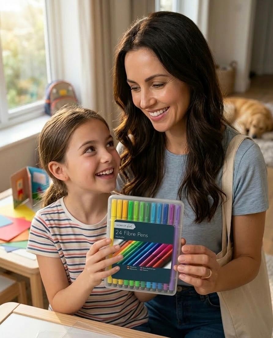 24 Easynote Washable Mixed Coloured Fibre Pens Felt Tips Markers Colouring Set