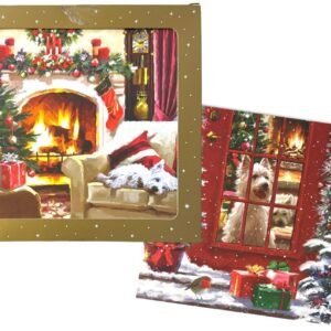 Pack Of 10 Luxury Traditional Santa Square Xmas Christmas Cards & Envelopes UK