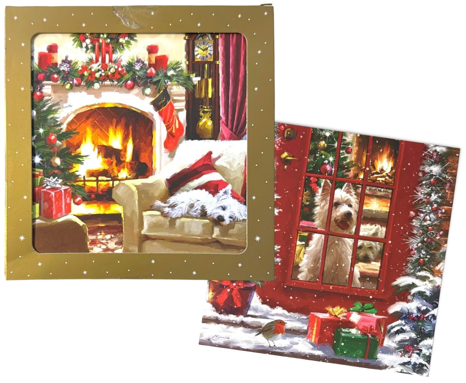 Pack Of 10 Luxury Traditional Santa Square Xmas Christmas Cards & Envelopes UK