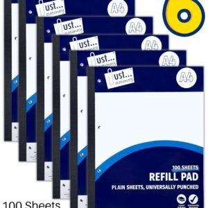 6 x A4 Plain Refill Pad 100 Page Paper Notepad Notebook Sidebound 54gsm Book