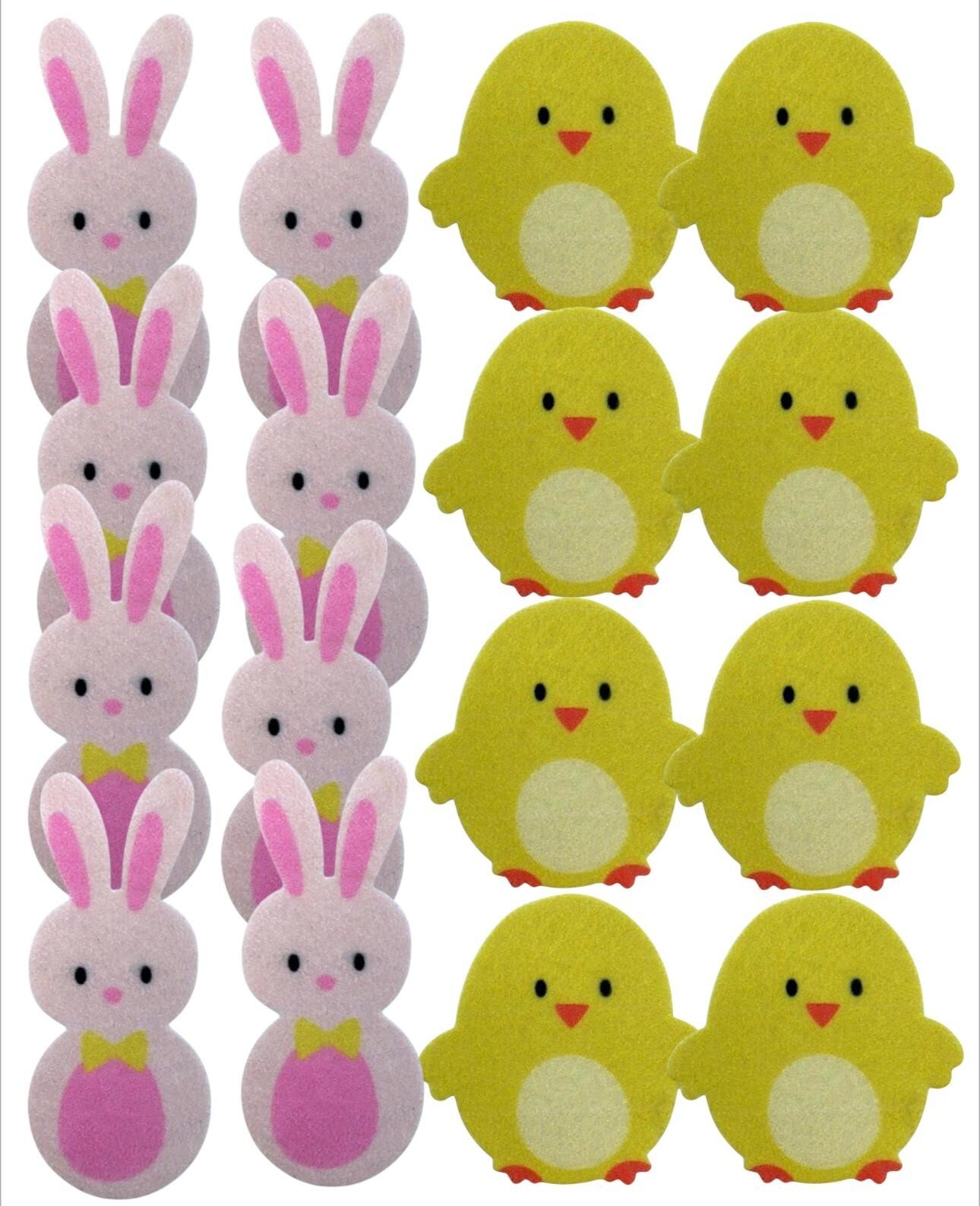Easter 16 Felt Decorative Stickers Cute Card Crafts Embellishments Chicks, Bunny