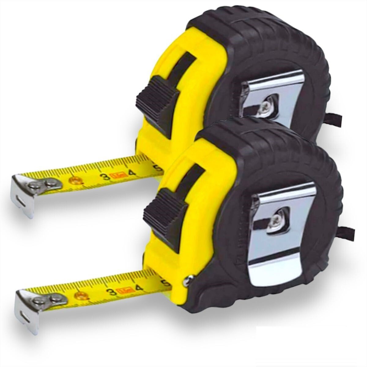 2 x Tape Measure 5M / 16ft Heavy Duty Imperial Self Lock Retractable Belt Clip