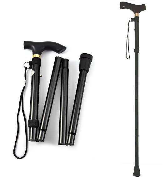 Lightweight Easy Folding Aluminium Walking Stick Cane, Height Adjustable UK