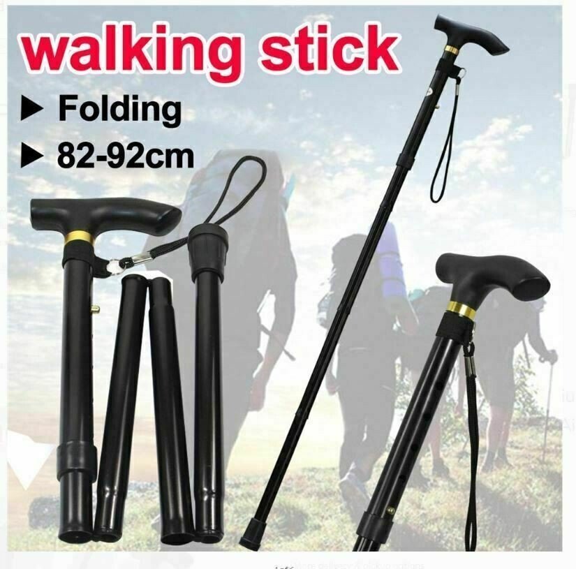 Lightweight Easy Folding Aluminium Walking Stick Cane, Height Adjustable UK
