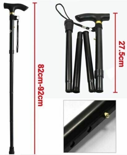 Lightweight Easy Folding Aluminium Walking Stick Cane, Height Adjustable UK