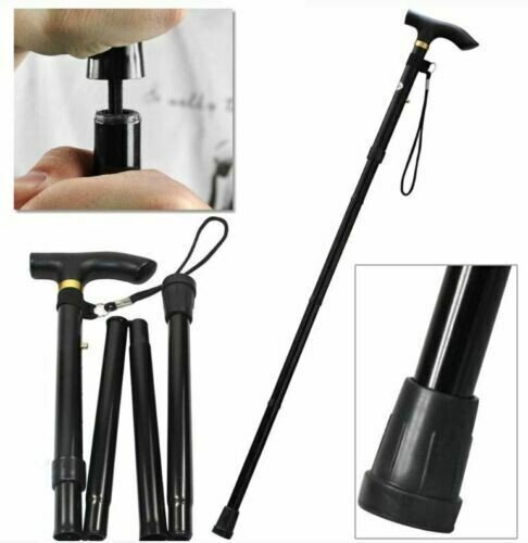 Lightweight Easy Folding Aluminium Walking Stick Cane, Height Adjustable UK