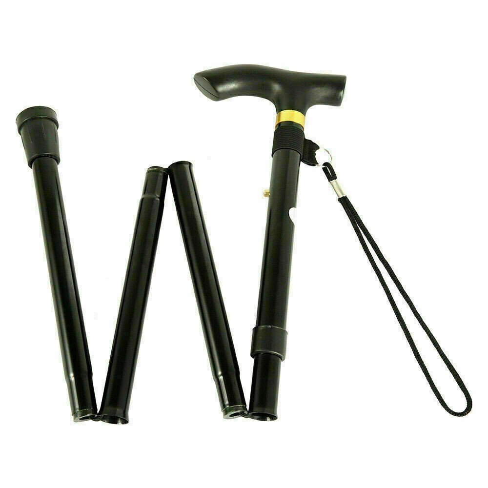 Lightweight Easy Folding Aluminium Walking Stick Cane, Height Adjustable UK