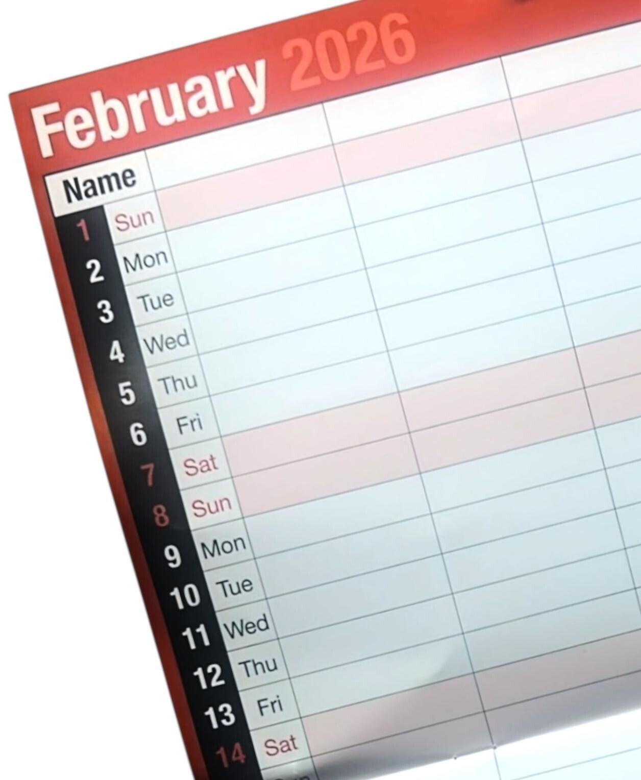 2026 Month To View 5 Column Calendar Hanging Spiral Daily Home Office Planner