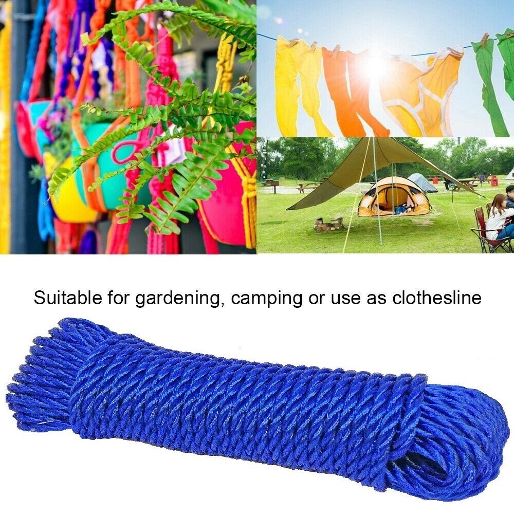 3Pcs 20MT Strong Nylon Rope Washing Clothes Line Bright Colored Garden Camping