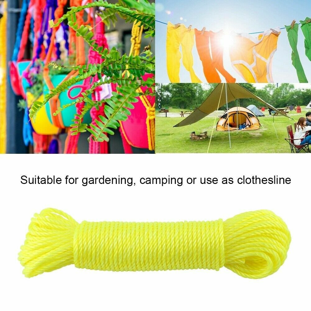 3Pcs 20MT Strong Nylon Rope Washing Clothes Line Bright Colored Garden Camping