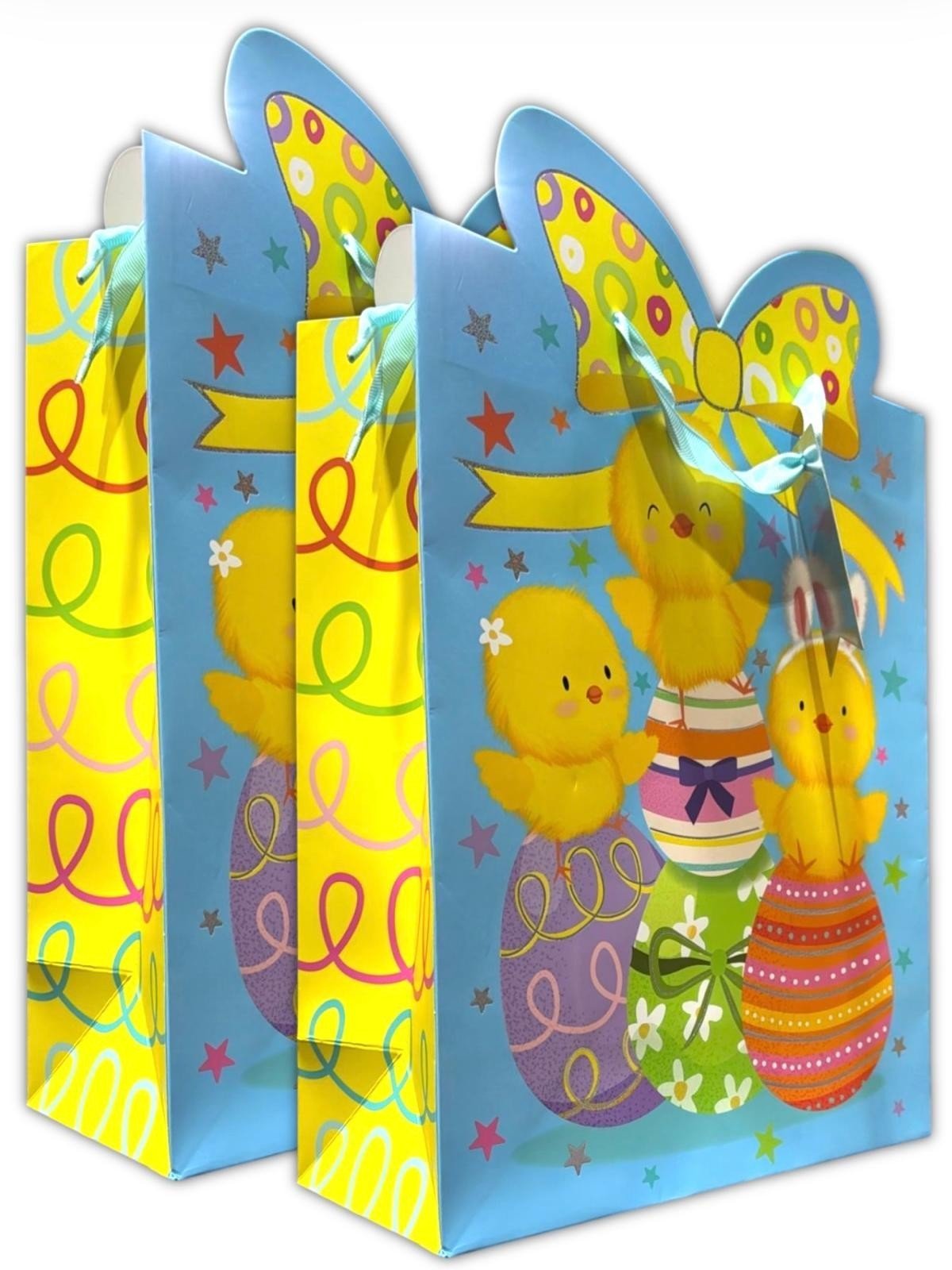 4 Pcs Large Easter Eggs Luxury Present Gift Bags Easter Chick Gift Bag with Tag
