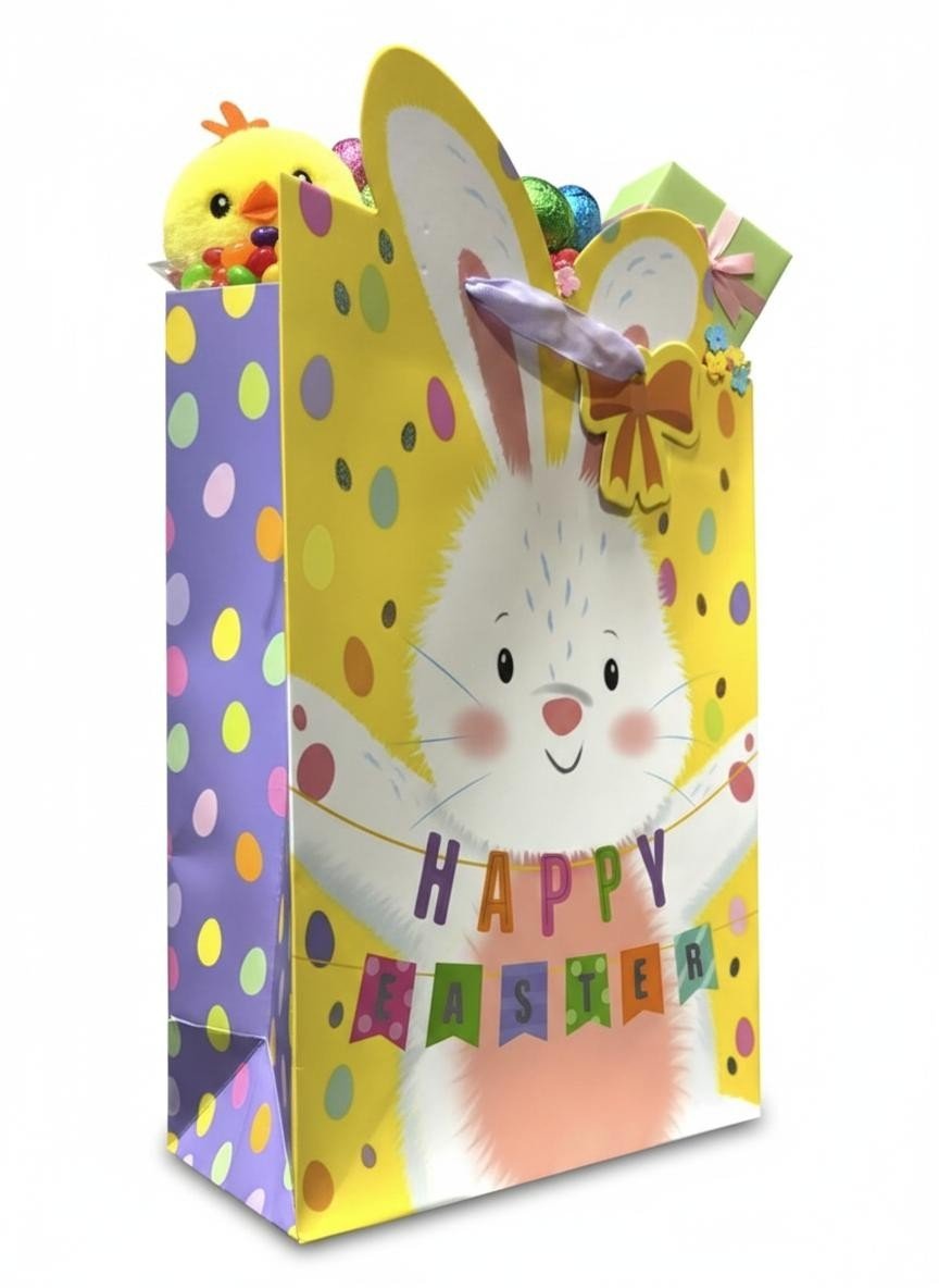 4 Pcs Large Easter Eggs Luxury Present Gift Bags Easter Chick Gift Bag with Tag