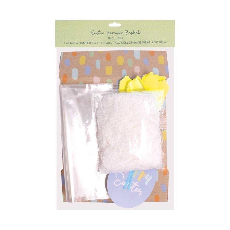 Easter Cardboard Gift Hamper Tray Easter Chicks Tinsel Bunny Easter eggs Wrap