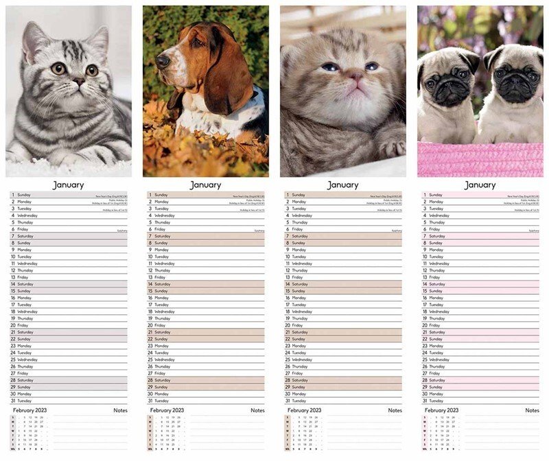 2026 Slimline Calendar New Year One Month View Home Wall Calendar & Pocket Diary