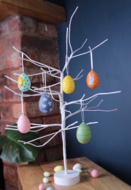 6 PCS Colorful Painted Easter Eggs Hanging Ornaments for DIY Crafts Home Décor