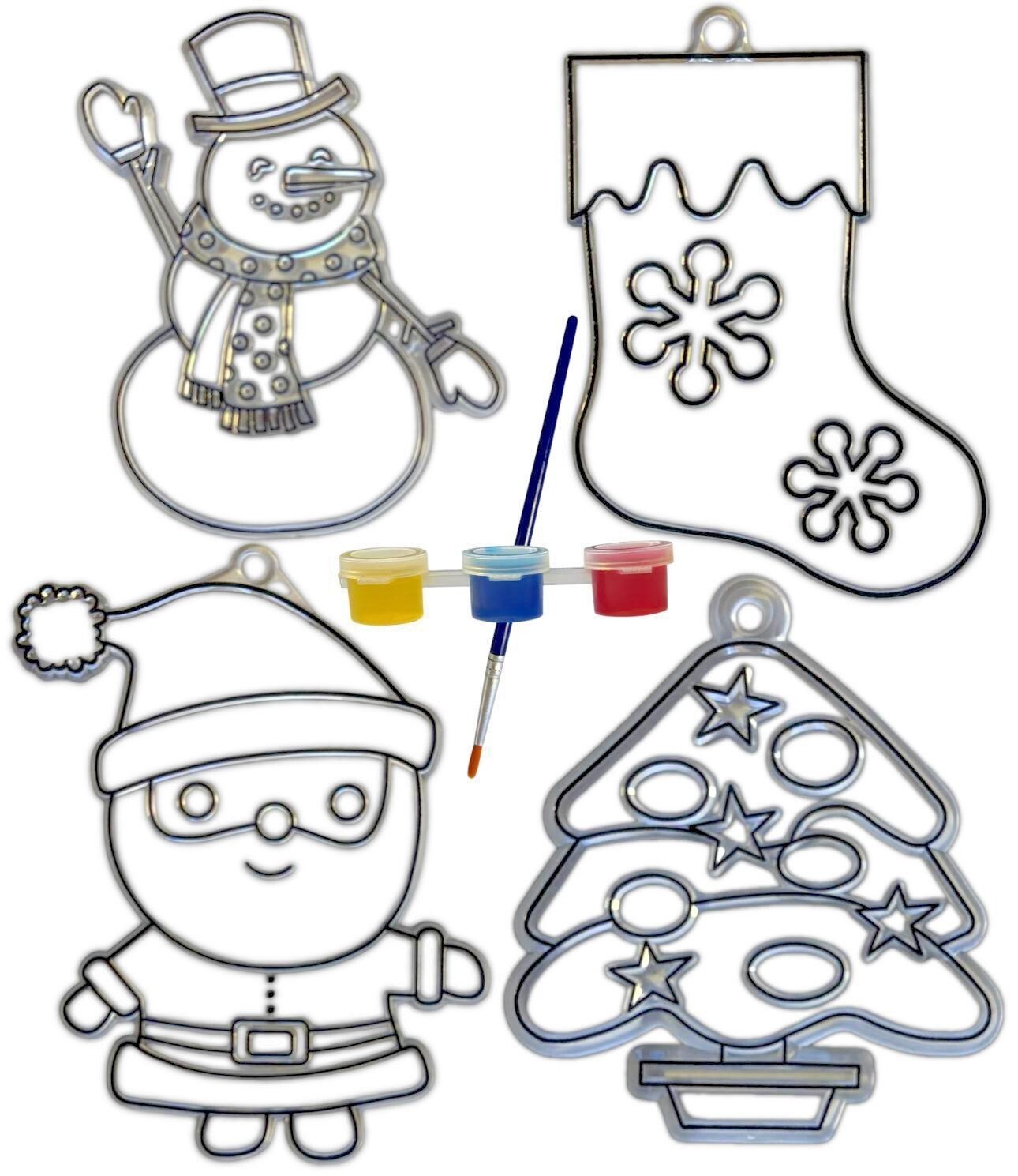 Christmas Childrens DIY Kids Arts Crafts Create Paint Your Own Suncatcher Kit