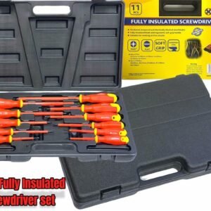 Electricians Screwdriver Set Tool Electrical Fully Insulated 11 Pc with Kit Case