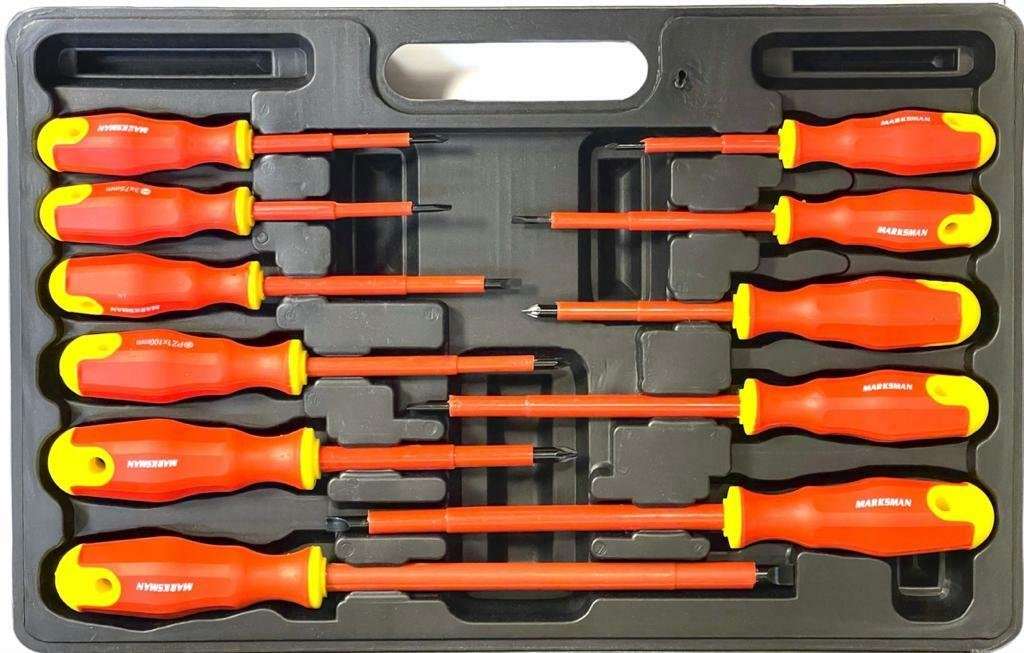 Electricians Screwdriver Set Tool Electrical Fully Insulated 11 Pc with Kit Case