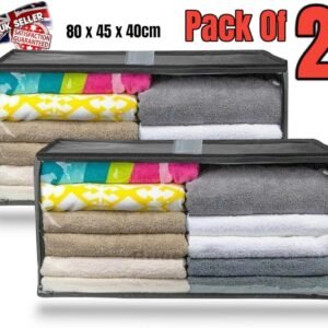 2x Large Nonwoven Storage Bag Shoes Clothes Zipped Organizer Fabric Storage Bags