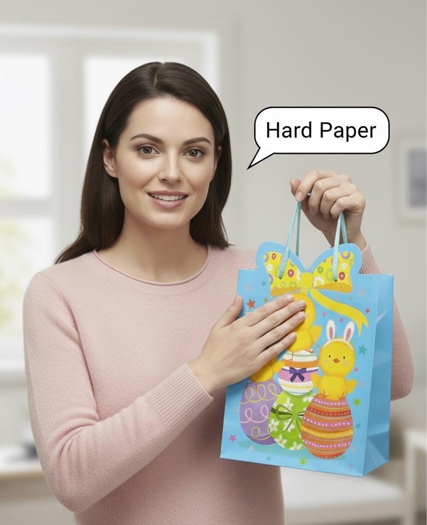 4 Pcs Large Easter Eggs Luxury Present Gift Bags Easter Chick Gift Bag with Tag