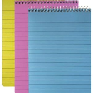 3 Pack Note pads Spiral Bound Ruled Lined Notebooks Neon Vibrant Cover 100x150mm