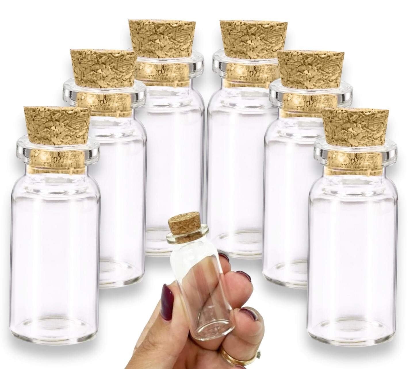 5 x Mini Glass Bottles Jars Cork Stopper Vial Wedding Party Favour Decoration