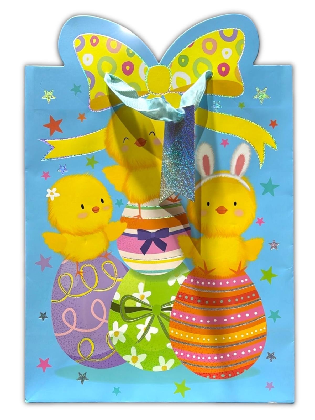 4 Pcs Large Easter Eggs Luxury Present Gift Bags Easter Chick Gift Bag with Tag