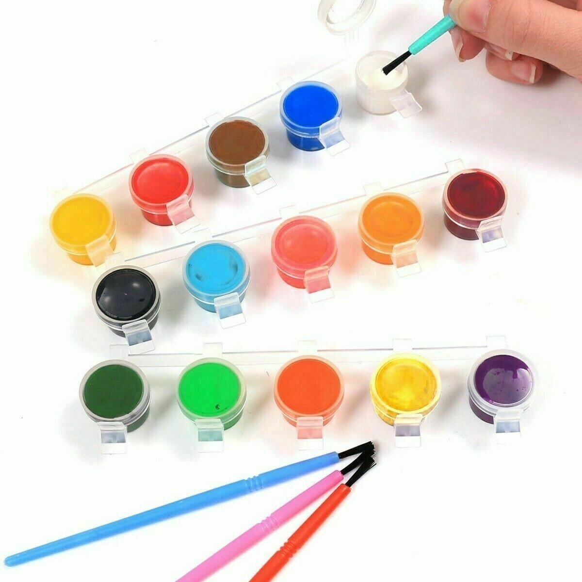 Childrens 15 x Poster Pot Paints 4 Brushes Kids Art Artist Craft Painting Set