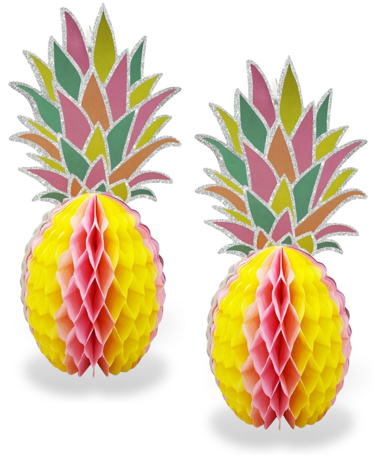 2 x Tropical Pineapple Party Decor Honeycomb Paper Tablescape Table Decoration