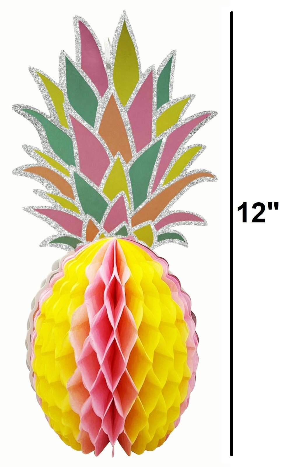 2 x Tropical Pineapple Party Decor Honeycomb Paper Tablescape Table Decoration
