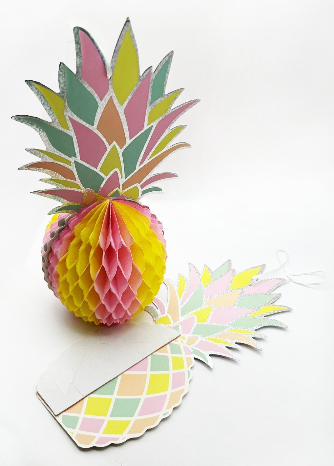 2 x Tropical Pineapple Party Decor Honeycomb Paper Tablescape Table Decoration