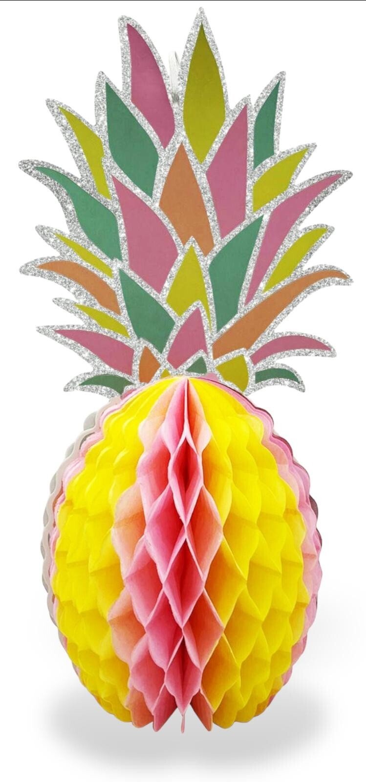2 x Tropical Pineapple Party Decor Honeycomb Paper Tablescape Table Decoration